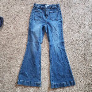 Risen Dark Wash High Rise Flare Jeans